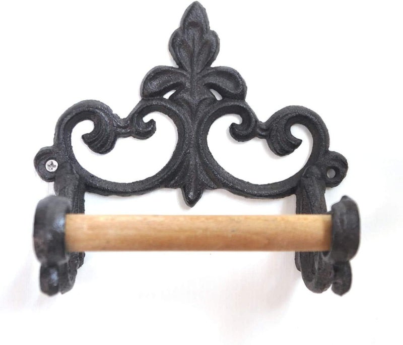 DPOWERFUL Antique Cast Iron Rustic Toilet Roll Holder Wall-Mounted Paper Holder Decor for Kitchen and Bathroom Without Lid - Image 2